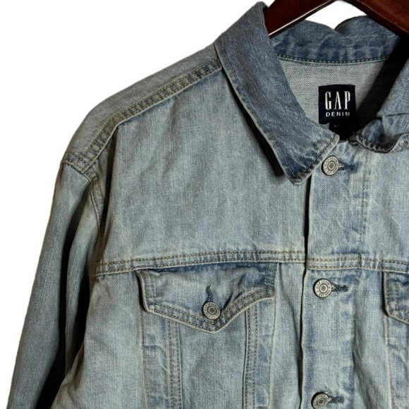 Gap Denim Jean Trucker Jacket Light Blue Wash Retro 1990s Broken In Extra Large - Picture 6 of 16